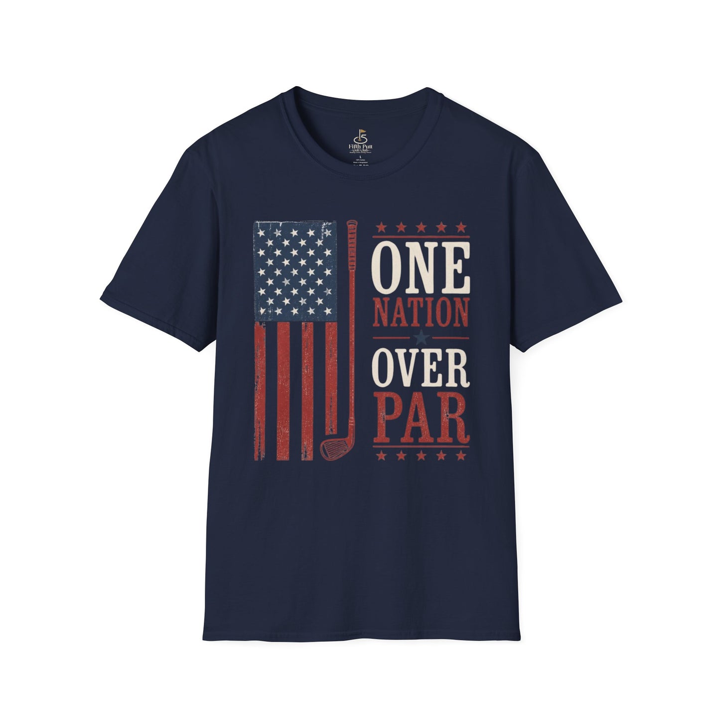 One Nation Over Par T-Shirt — Patriotic Golf Flag Design