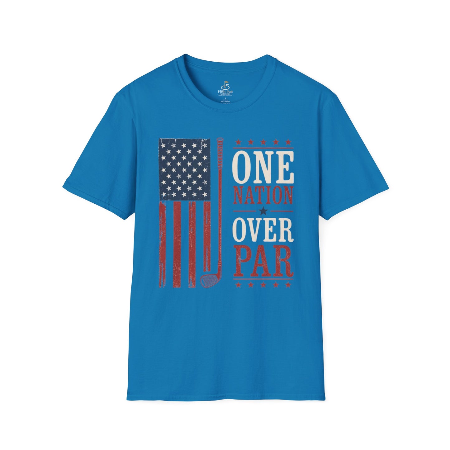One Nation Over Par T-Shirt — Patriotic Golf Flag Design