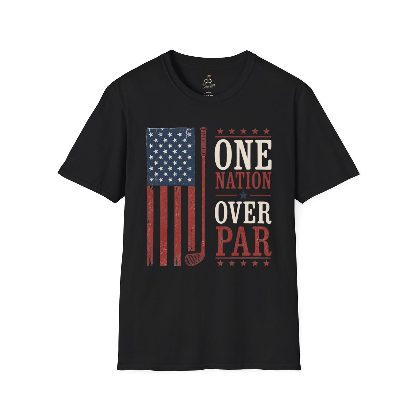 One Nation Over Par T-Shirt — Patriotic Golf Flag Design