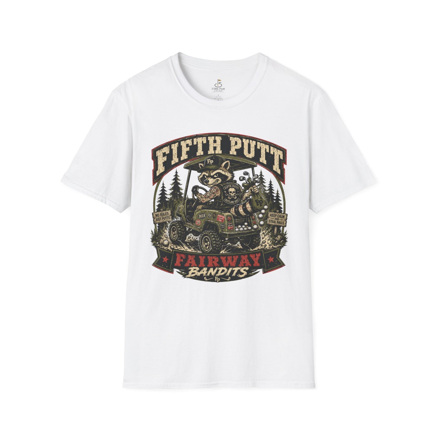 Fifth Putt Fairway Bandits Golf T-Shirt — Vintage Golf Cart Mascot Tee