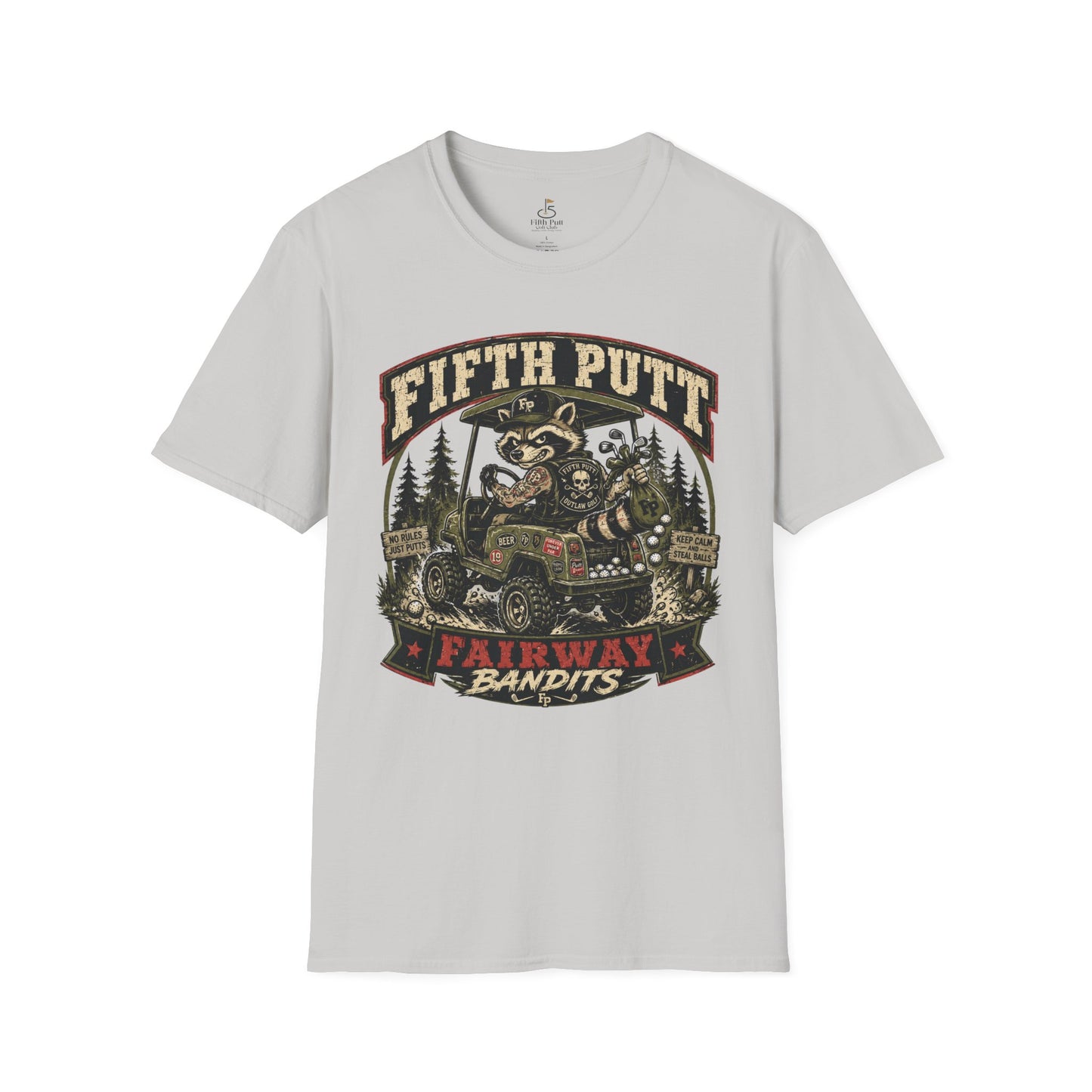 Fifth Putt Fairway Bandits Golf T-Shirt — Vintage Golf Cart Mascot Tee