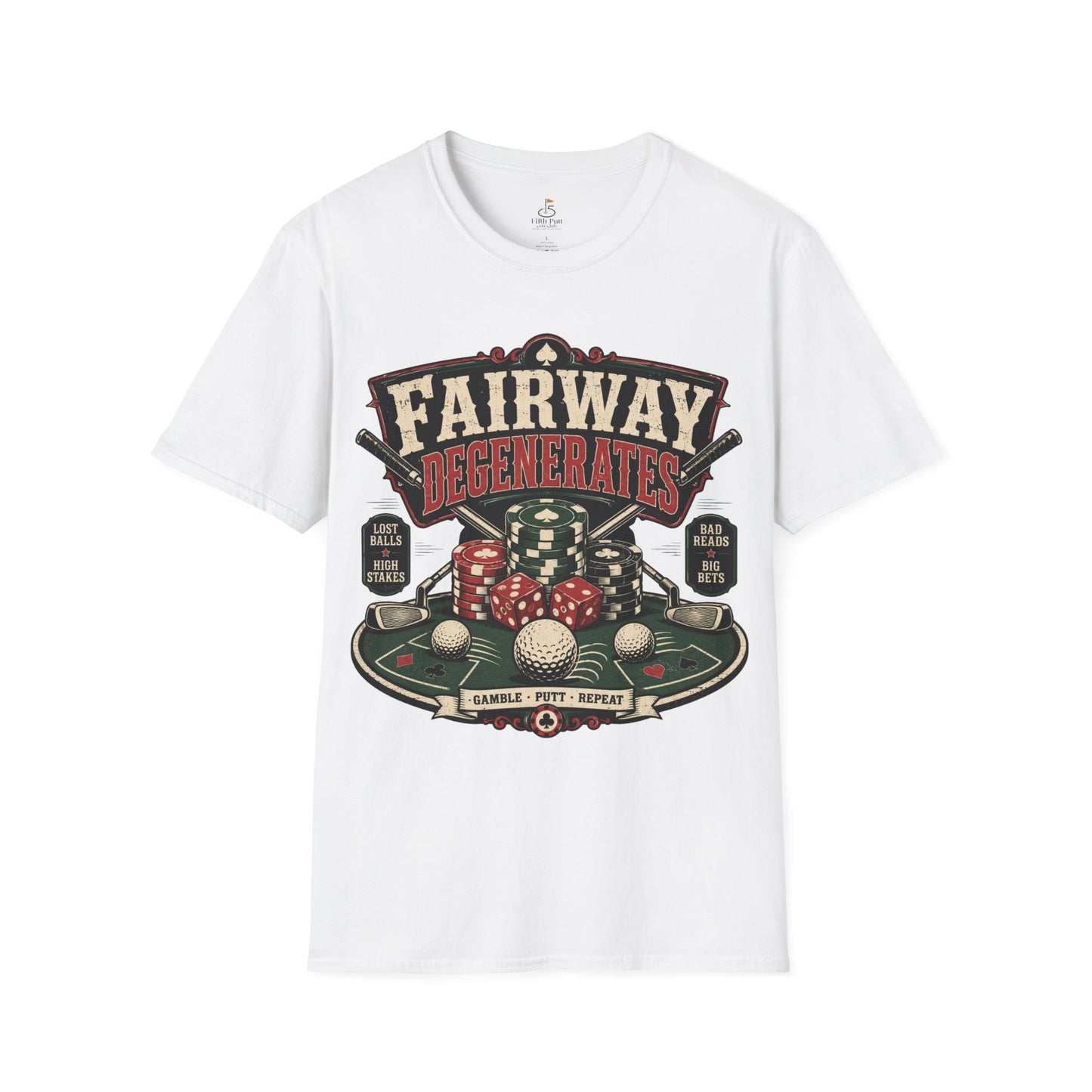 Fairway Degenerates Golf Poker T-Shirt — Retro Casino Golf Humor Tee