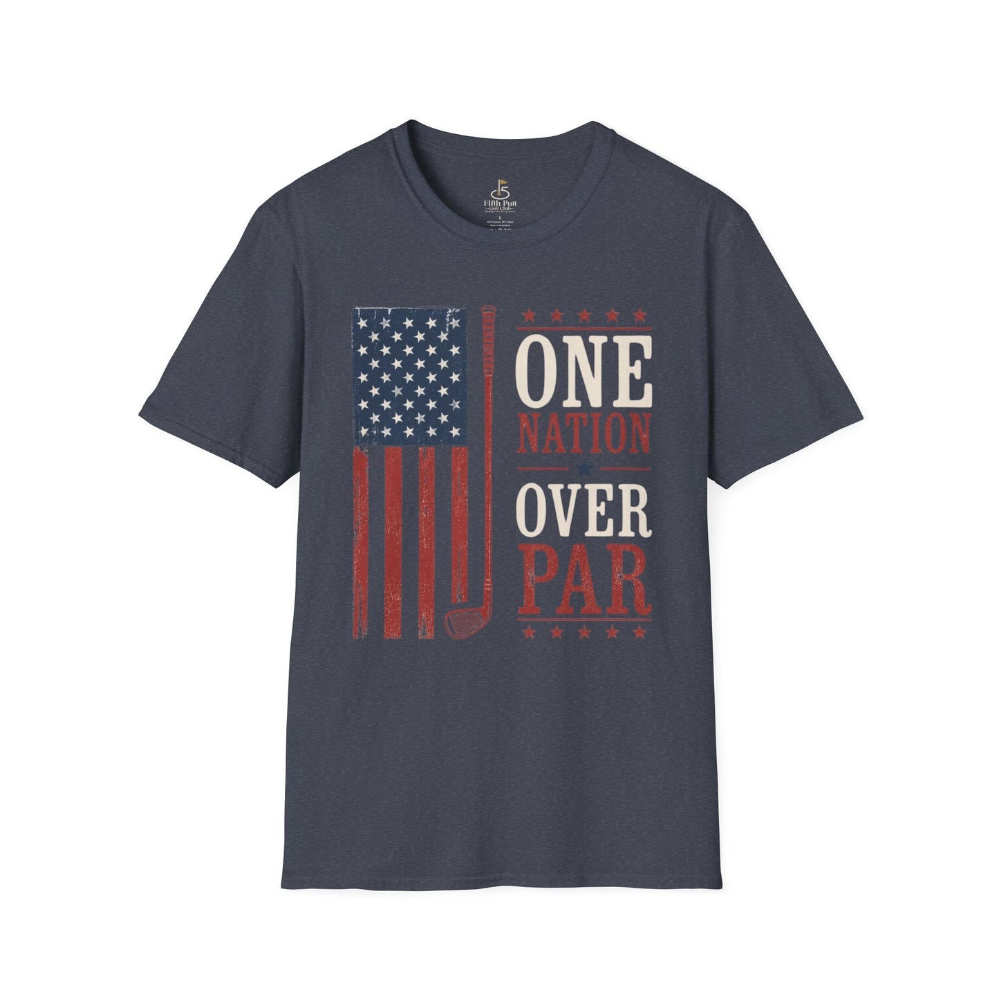 One Nation Over Par T-Shirt — Patriotic Golf Flag Design