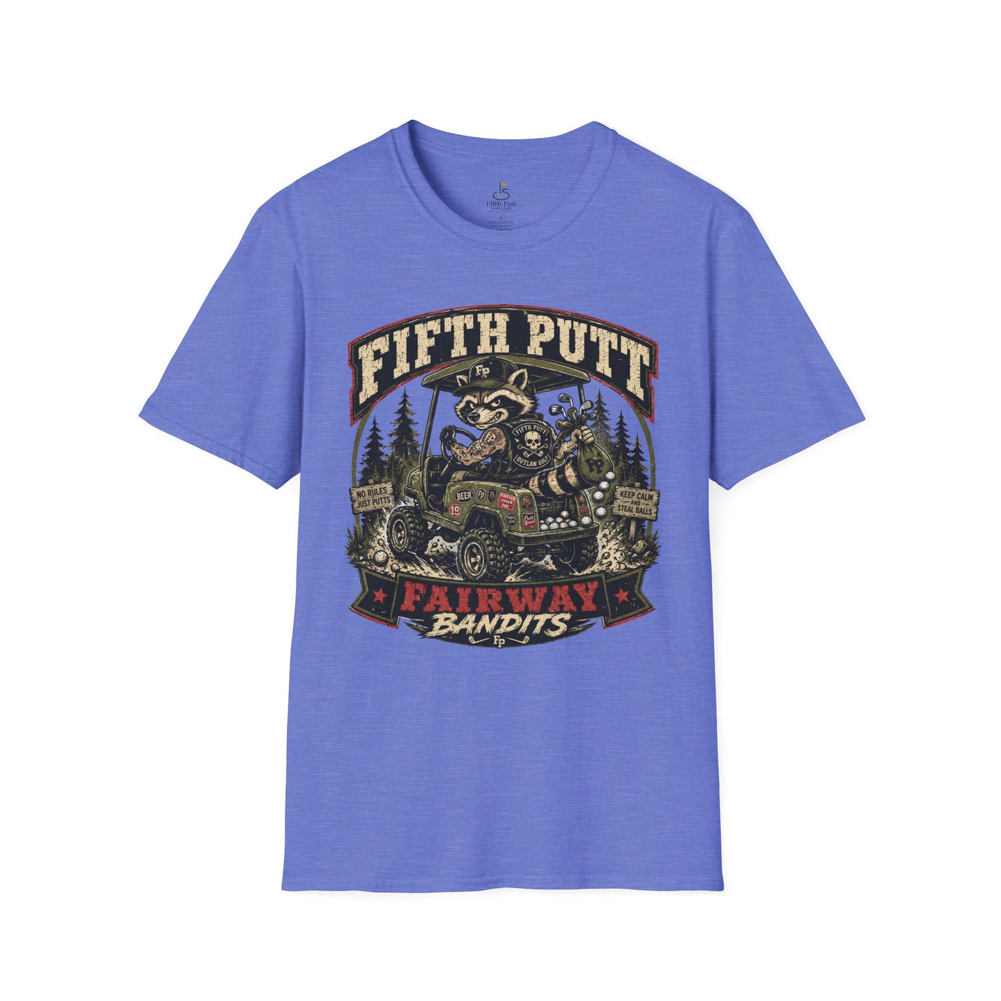 Fifth Putt Fairway Bandits Golf T-Shirt — Vintage Golf Cart Mascot Tee