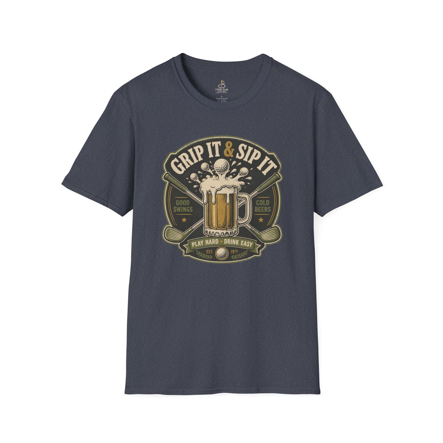 Grip It & Sip It Beer T-Shirt — Golf & Beer Design for Golfers