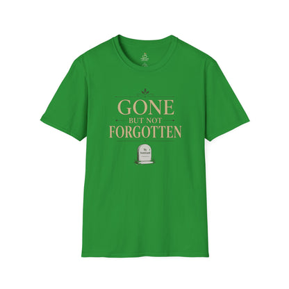 Gone But Not Forgotten T-Shirt — Memorial / Remembrance Tee with Scorecard Tombstone Graphic