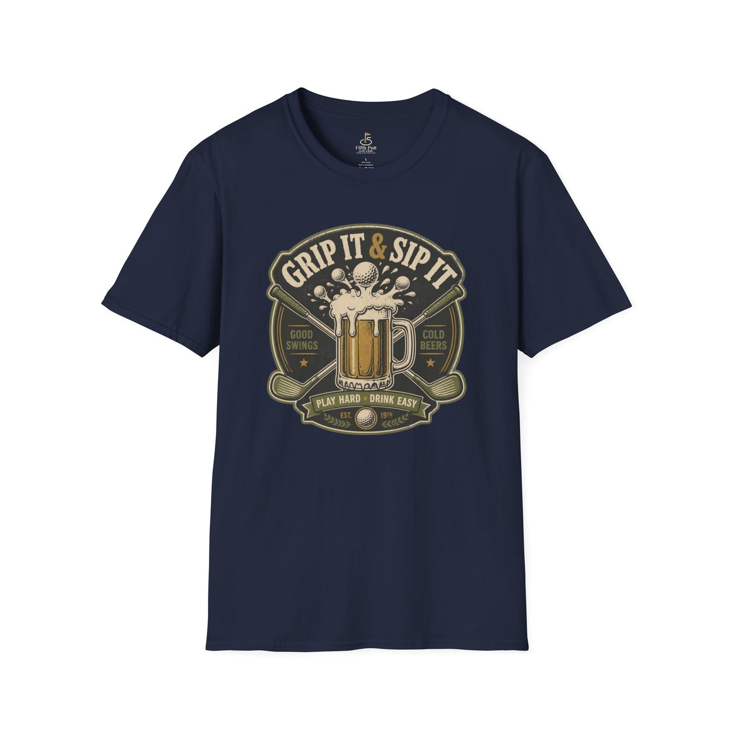 Grip It & Sip It Beer T-Shirt — Golf & Beer Design for Golfers