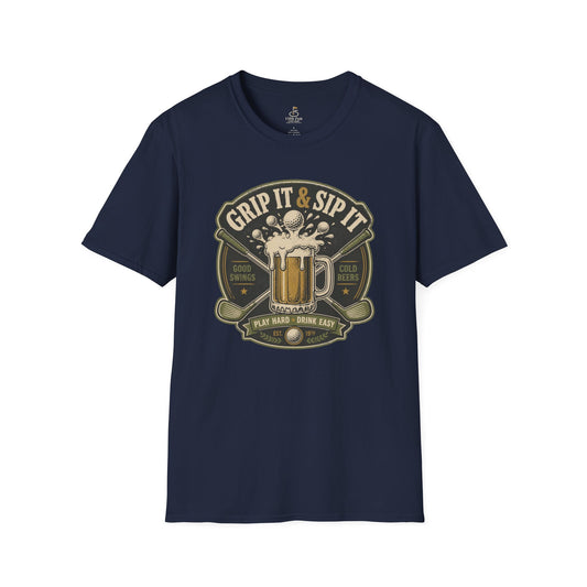 Grip It & Sip It Beer T-Shirt — Golf & Beer Design for Golfers