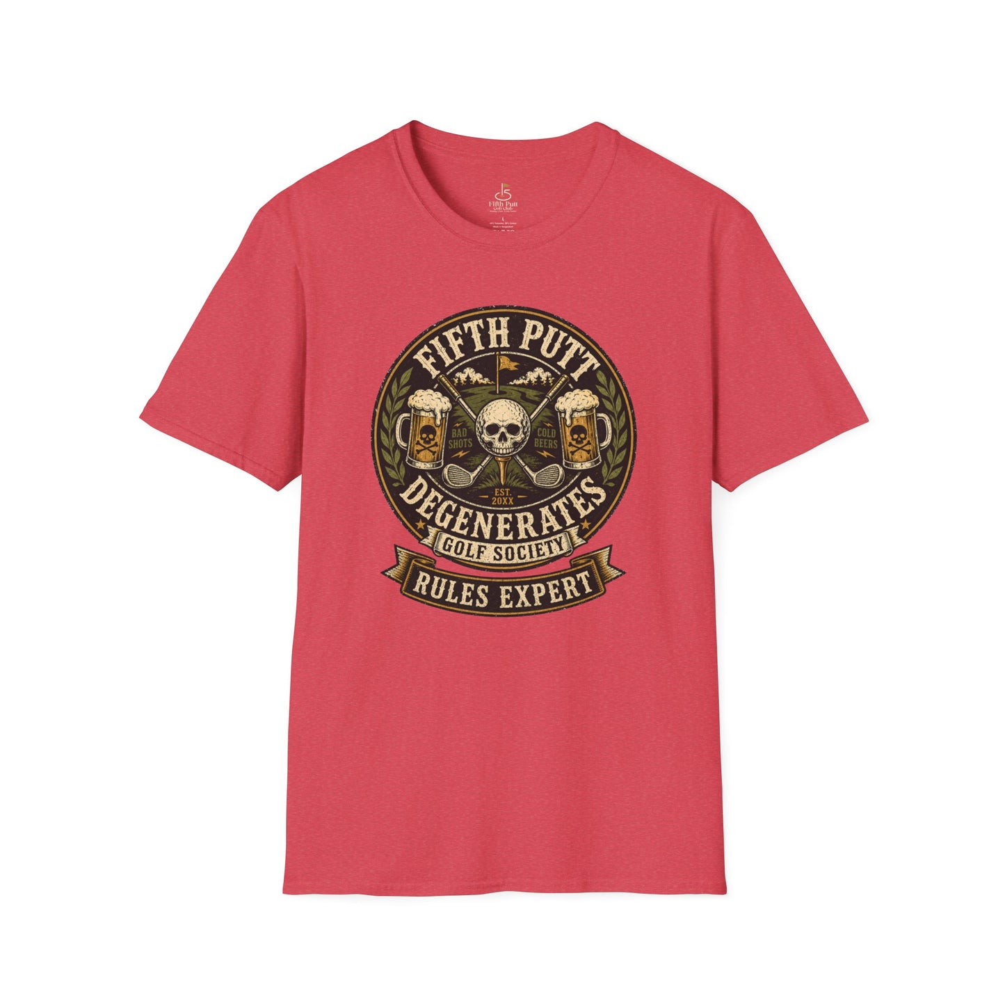 Golf Rules Expert T‑Shirt — Fifth Putt Degenerates Golf Society Skull Design