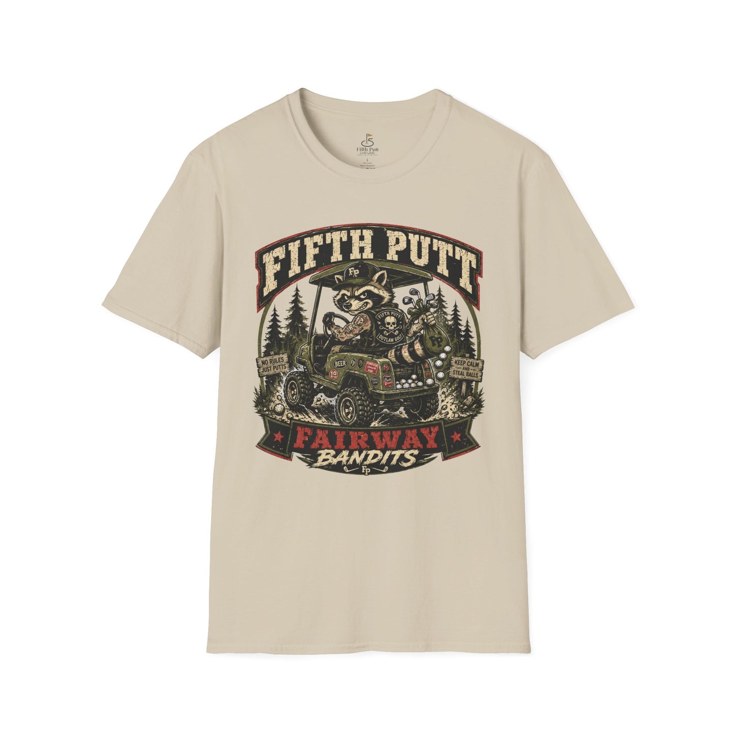 Fifth Putt Fairway Bandits Golf T-Shirt — Vintage Golf Cart Mascot Tee