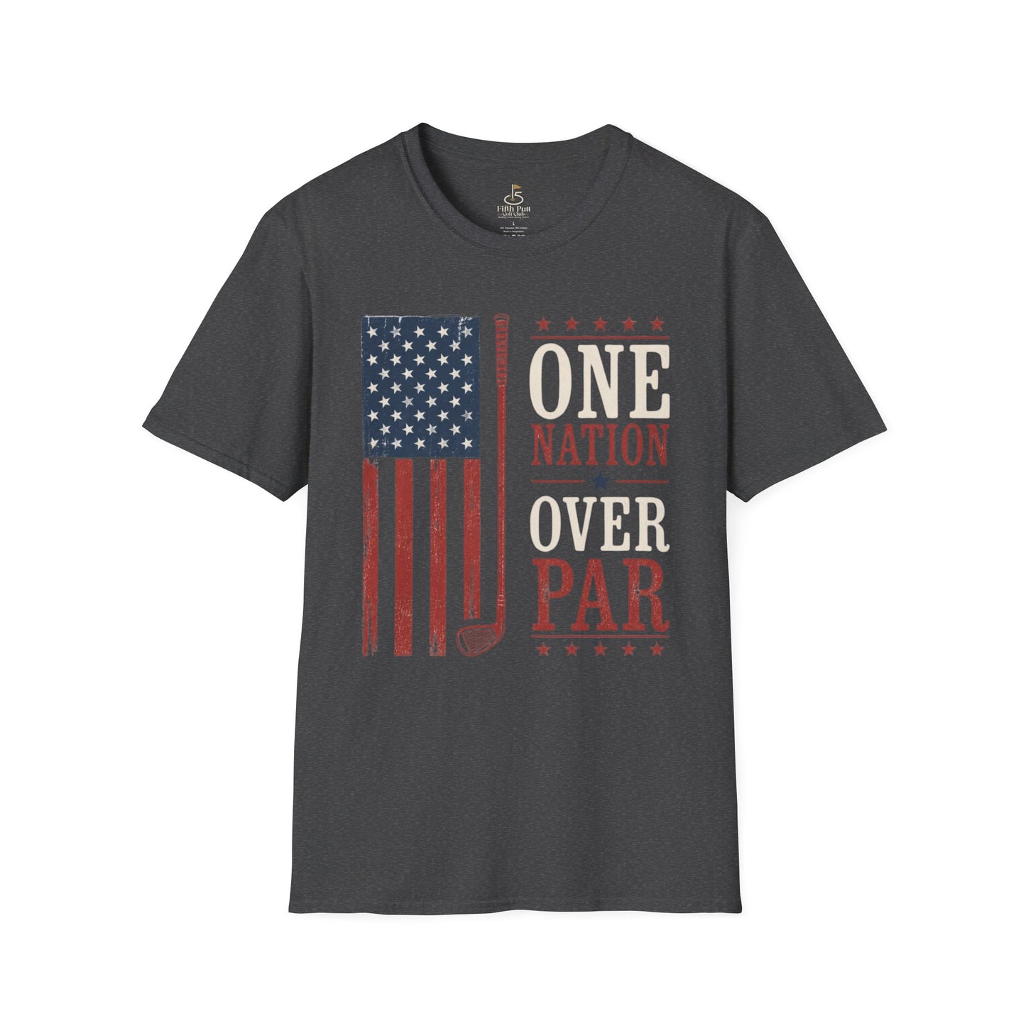 One Nation Over Par T-Shirt — Patriotic Golf Flag Design