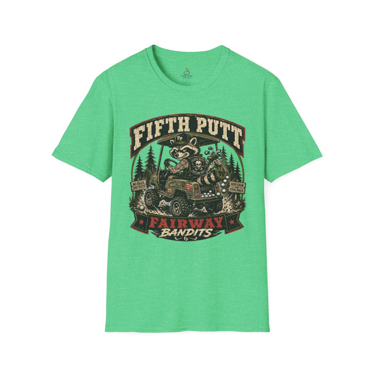 Fifth Putt Fairway Bandits Golf T-Shirt — Vintage Golf Cart Mascot Tee