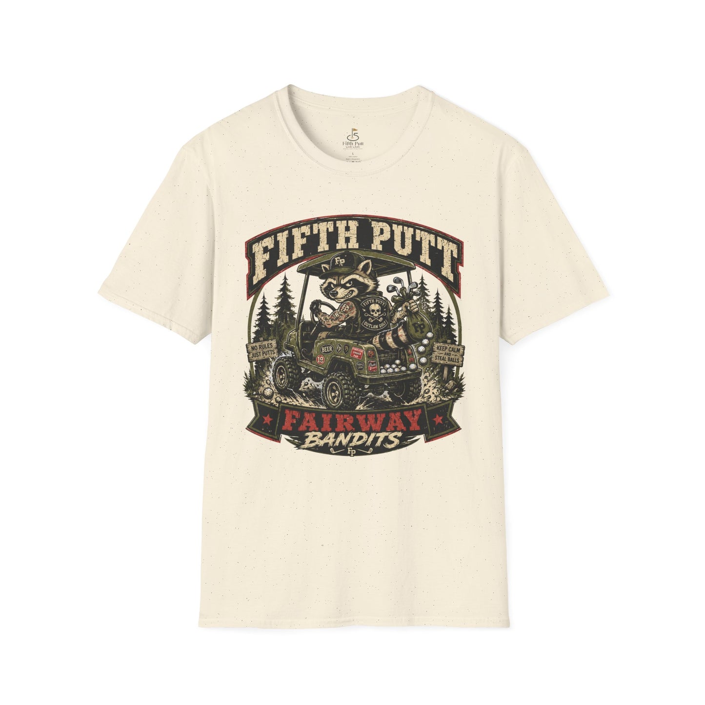 Fifth Putt Fairway Bandits Golf T-Shirt — Vintage Golf Cart Mascot Tee