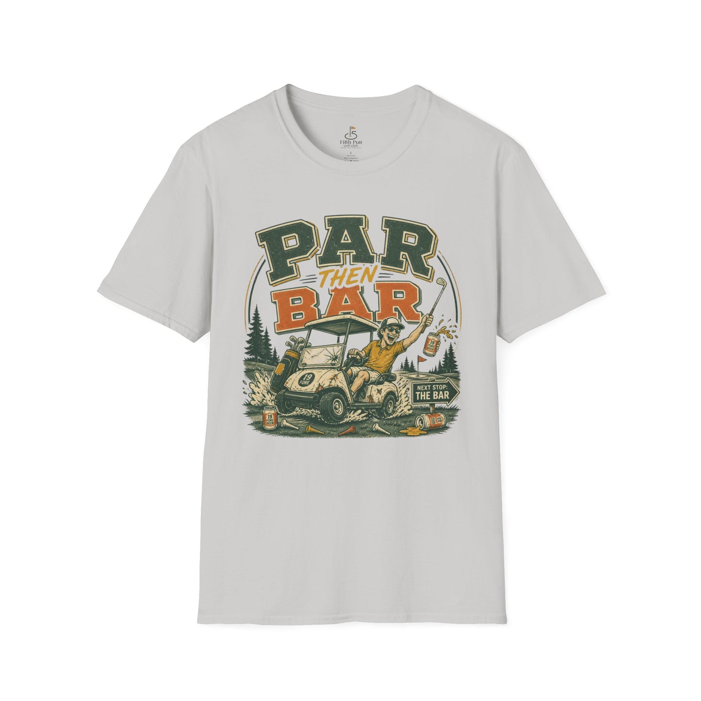 Par Then Bar Golf Graphic T-Shirt — Vintage Golf Cart Design for Golfers