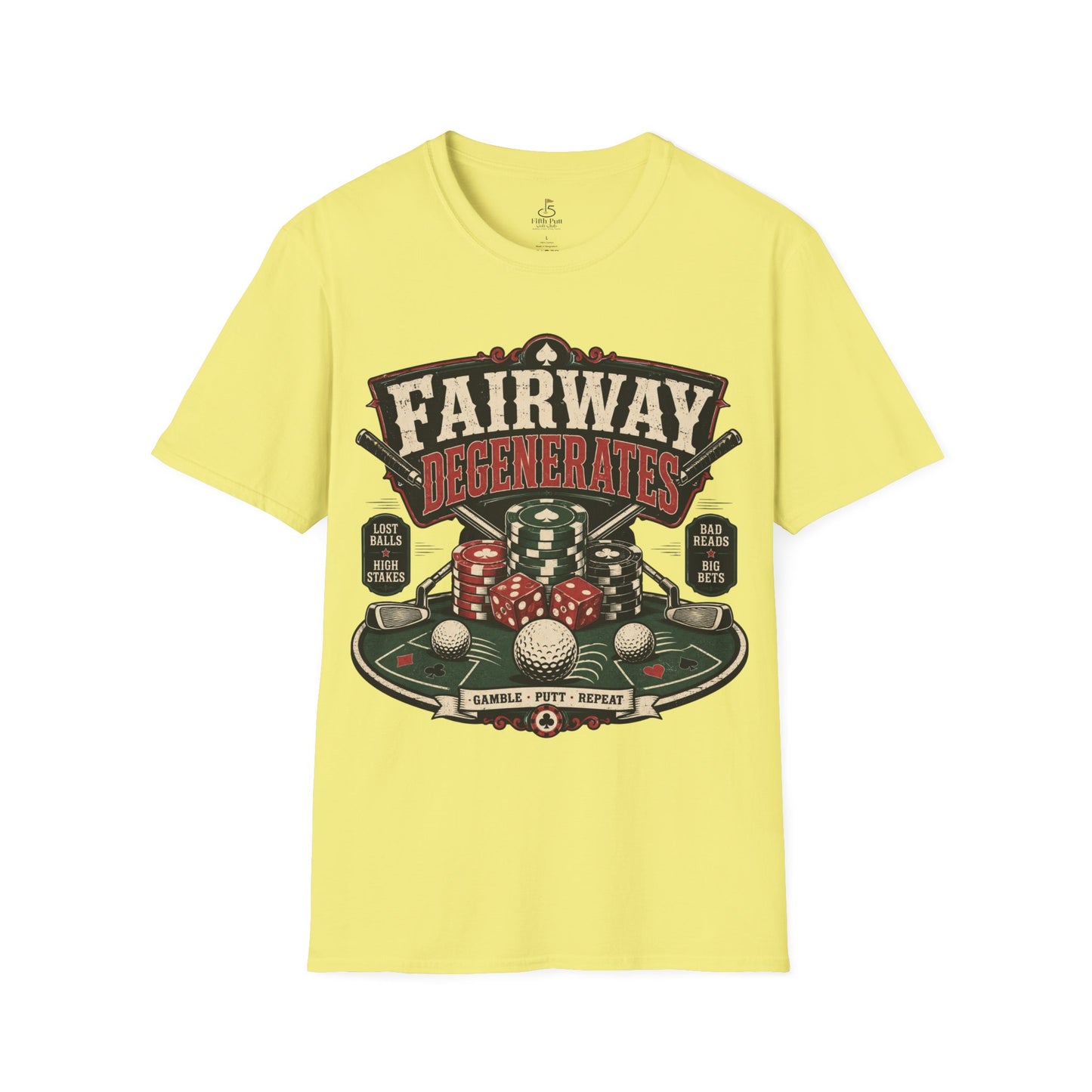 Fairway Degenerates Golf Poker T-Shirt — Retro Casino Golf Humor Tee