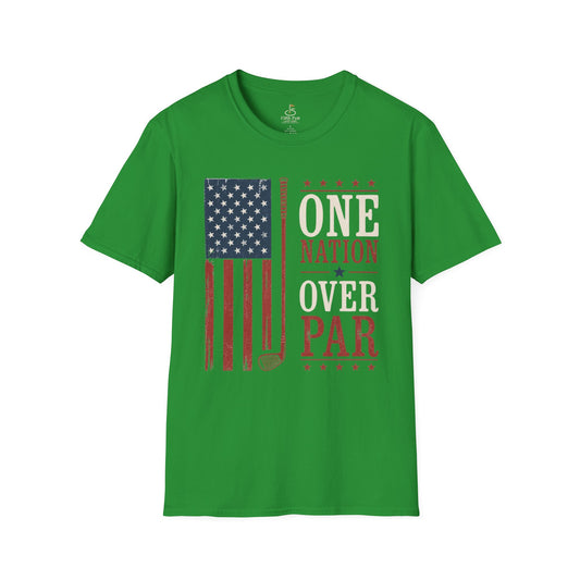 One Nation Over Par T-Shirt — Patriotic Golf Flag Design