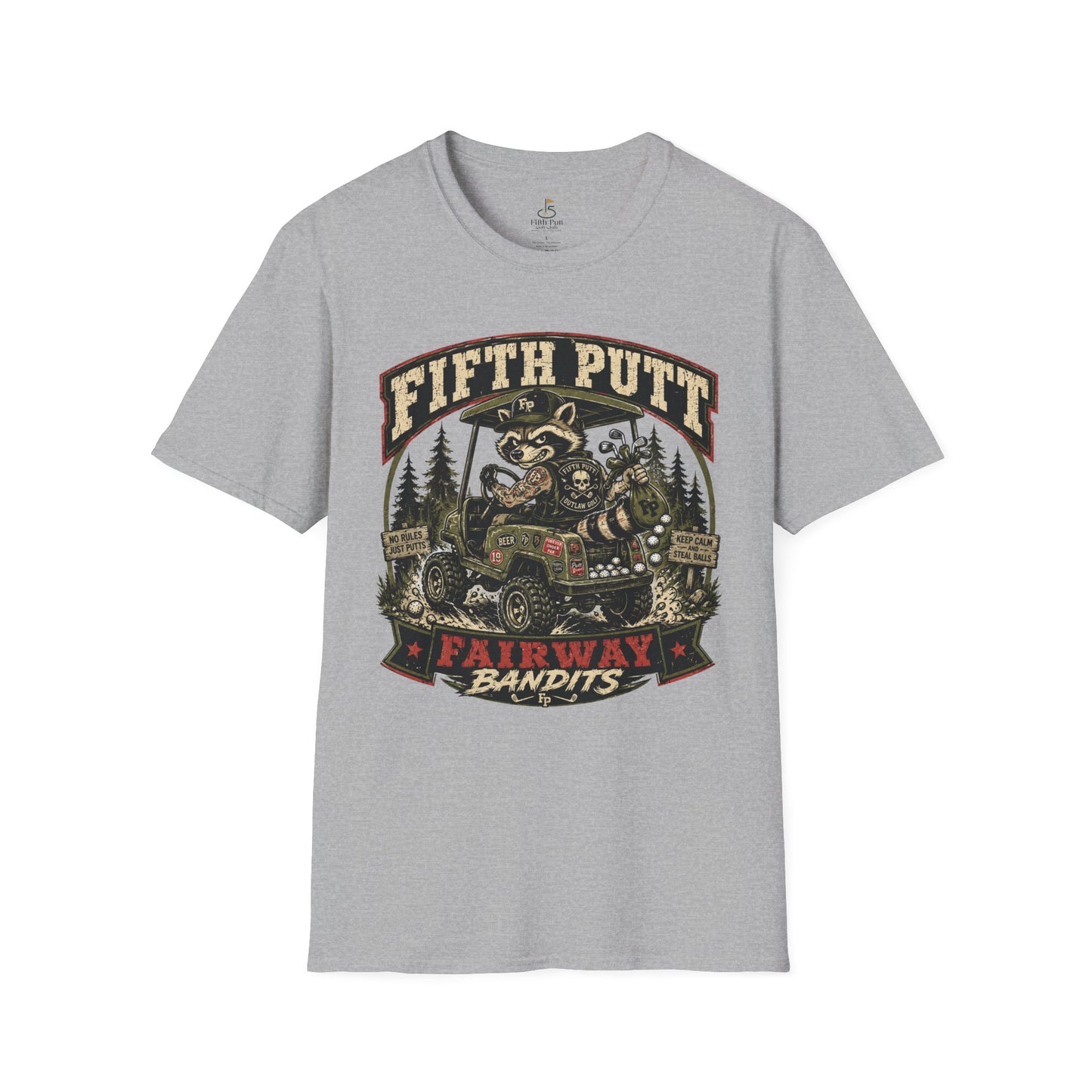Fifth Putt Fairway Bandits Golf T-Shirt — Vintage Golf Cart Mascot Tee