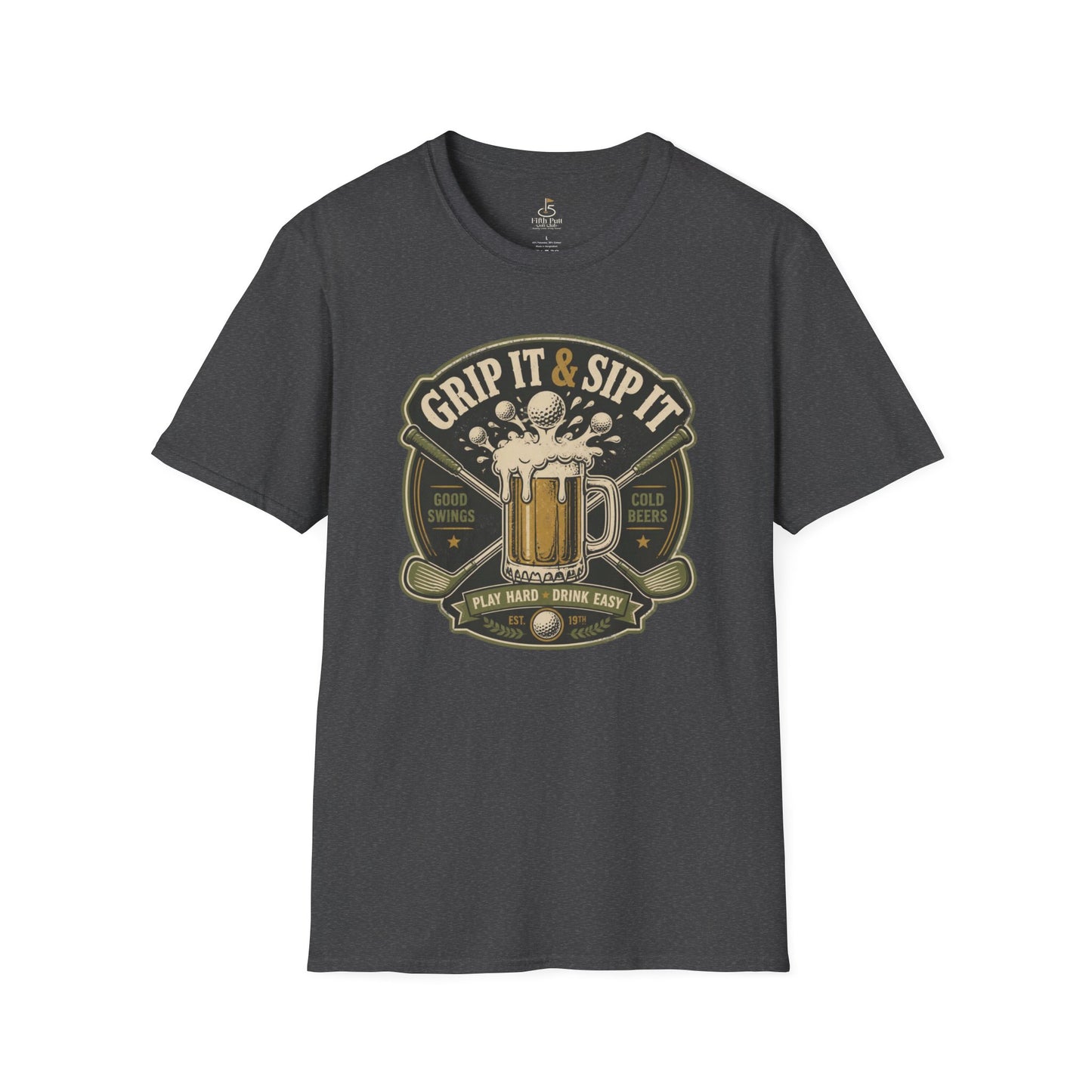 Grip It & Sip It Beer T-Shirt — Golf & Beer Design for Golfers