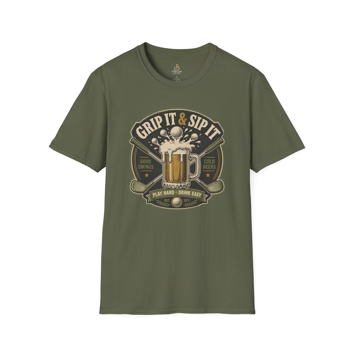 Grip It & Sip It Beer T-Shirt — Golf & Beer Design for Golfers