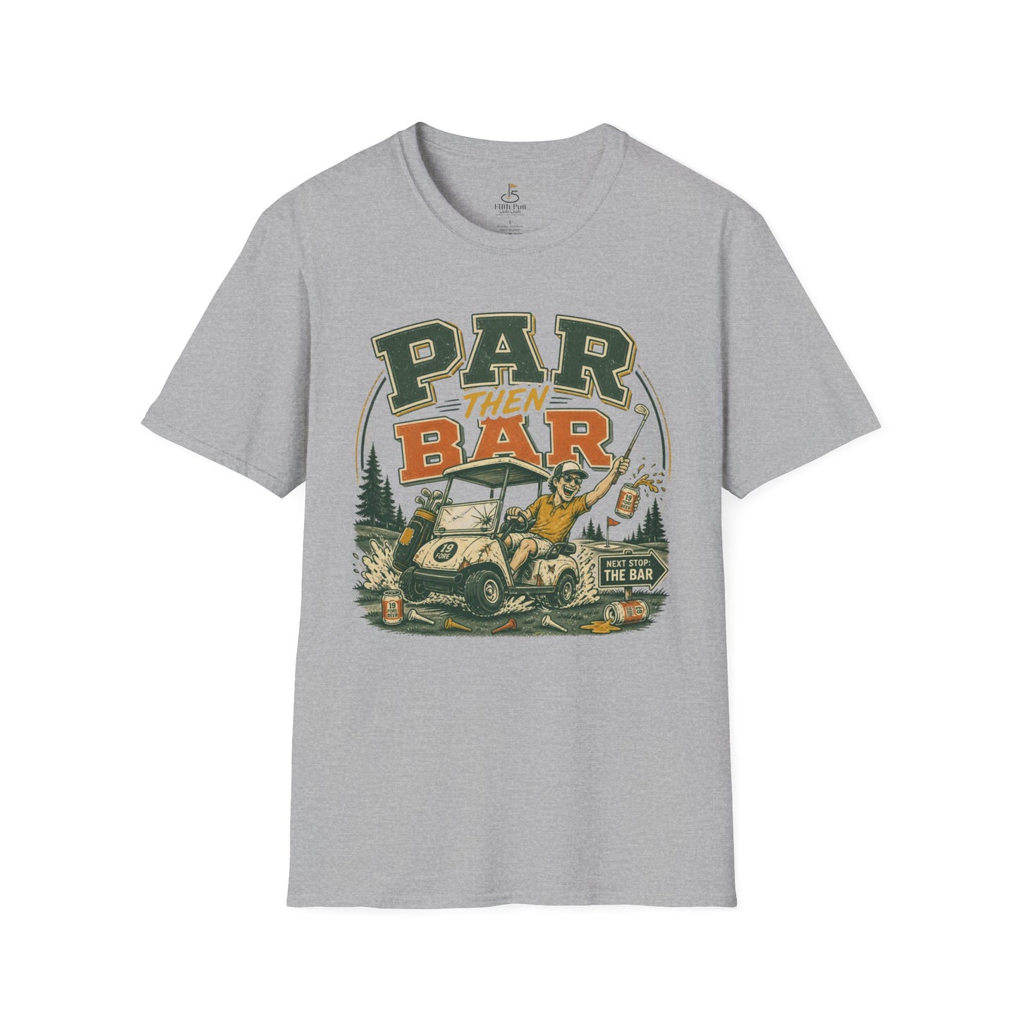 Par Then Bar Golf Graphic T-Shirt — Vintage Golf Cart Design for Golfers