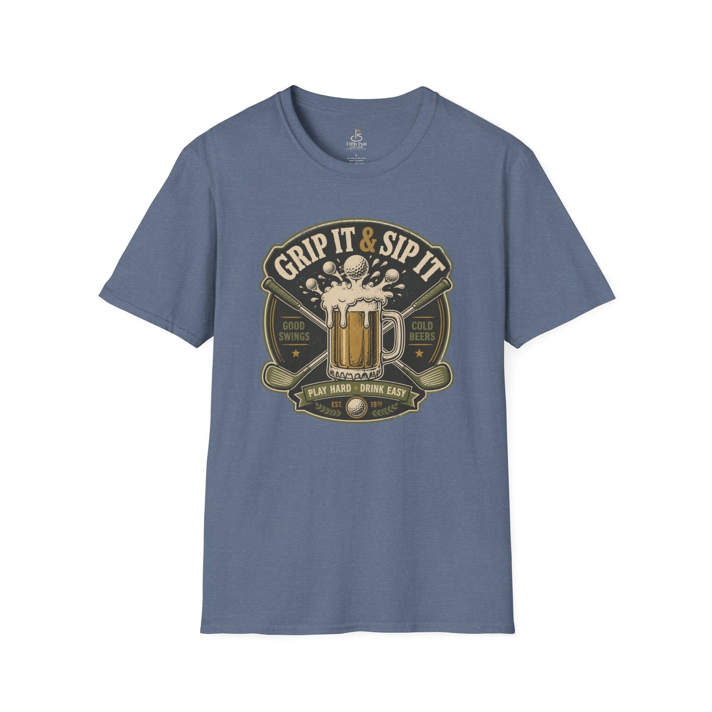 Grip It & Sip It Beer T-Shirt — Golf & Beer Design for Golfers