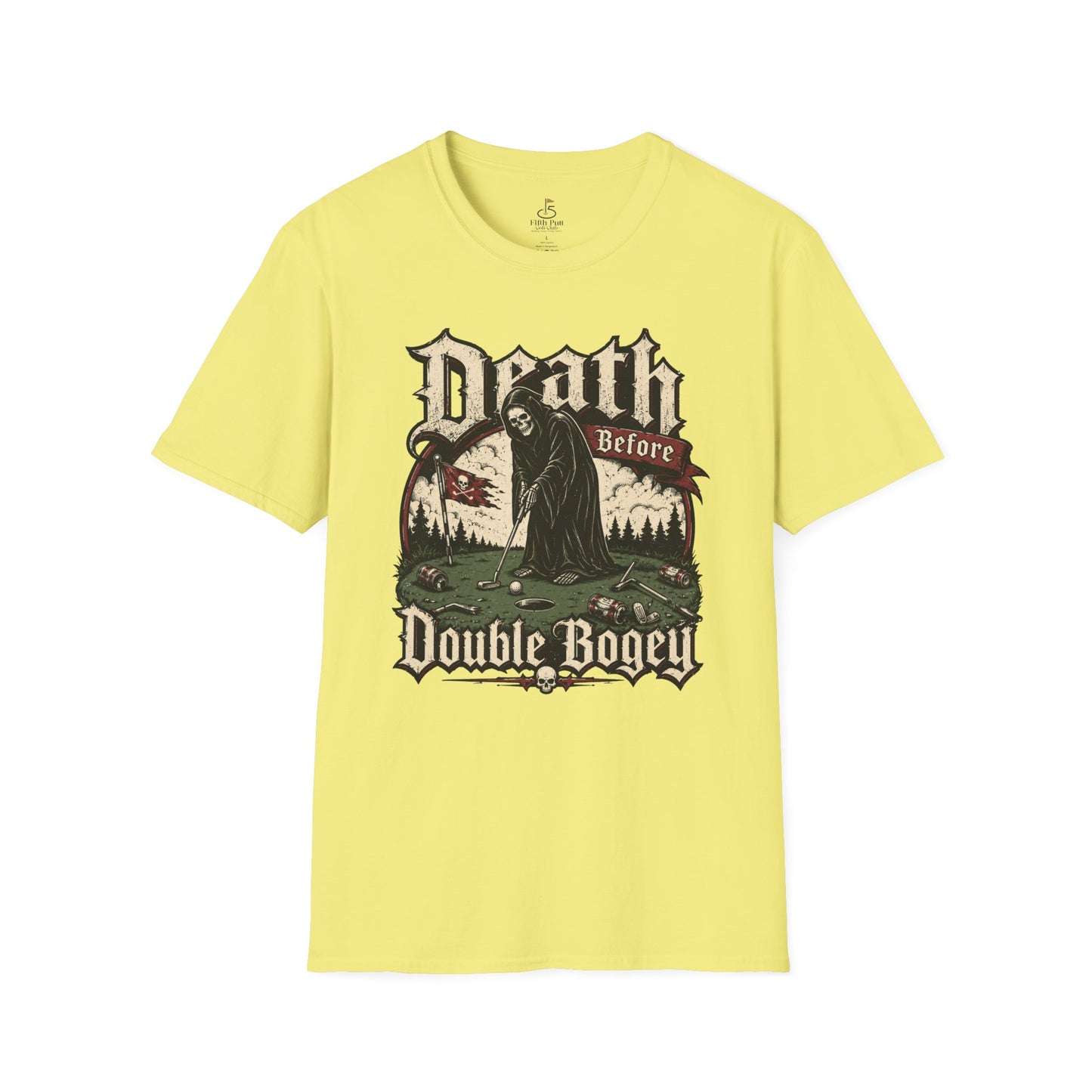 Death Before Double Bogey Funny Golf T-Shirt - Grim Reaper Golf Graphic Tee