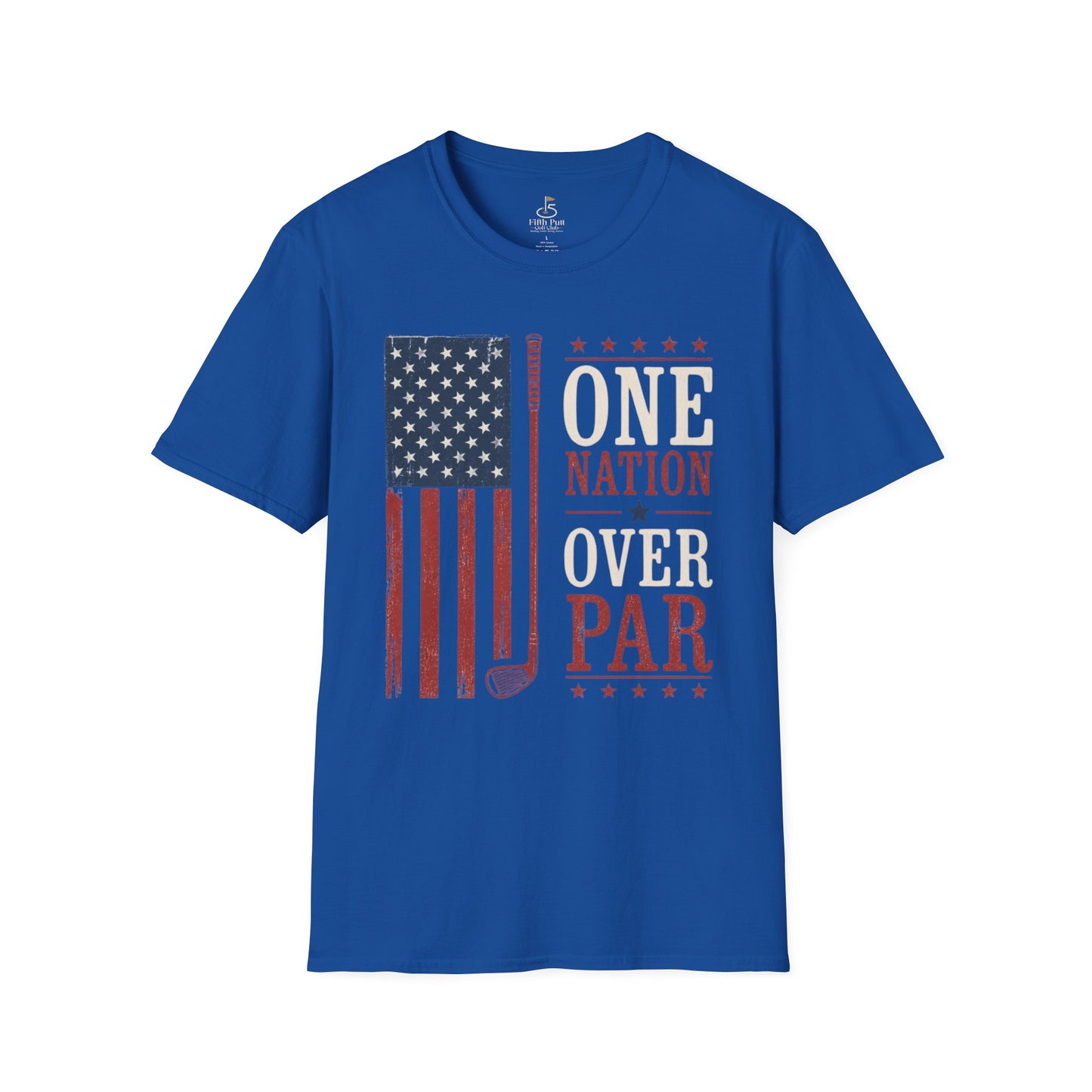 One Nation Over Par T-Shirt — Patriotic Golf Flag Design