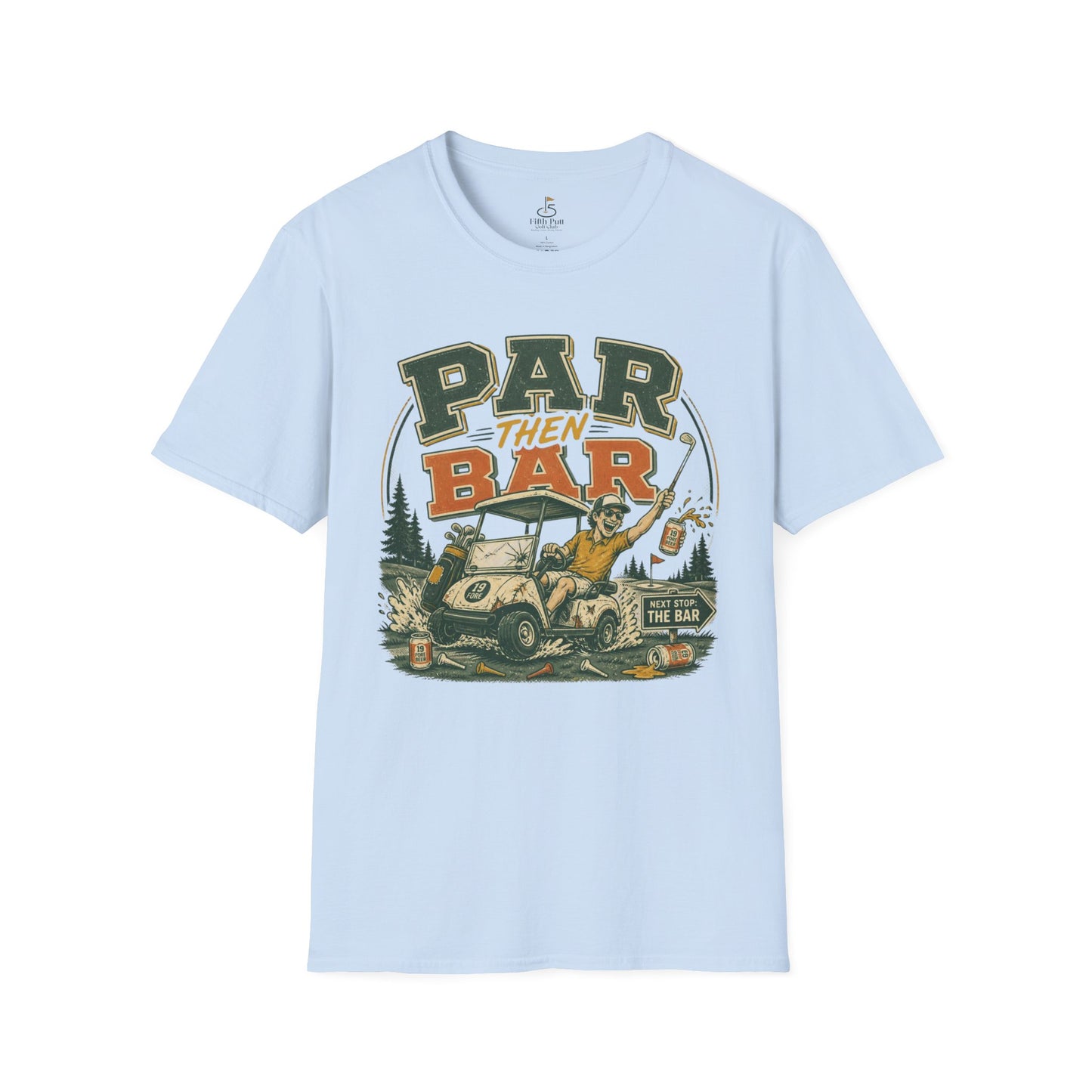 Par Then Bar Golf Graphic T-Shirt — Vintage Golf Cart Design for Golfers