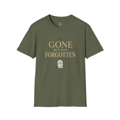 Gone But Not Forgotten T-Shirt — Memorial / Remembrance Tee with Scorecard Tombstone Graphic