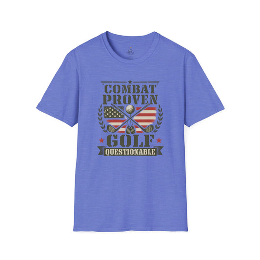 Combat Proven, Golf Questionable Golf T-Shirt — Military Veteran Golfing Tee