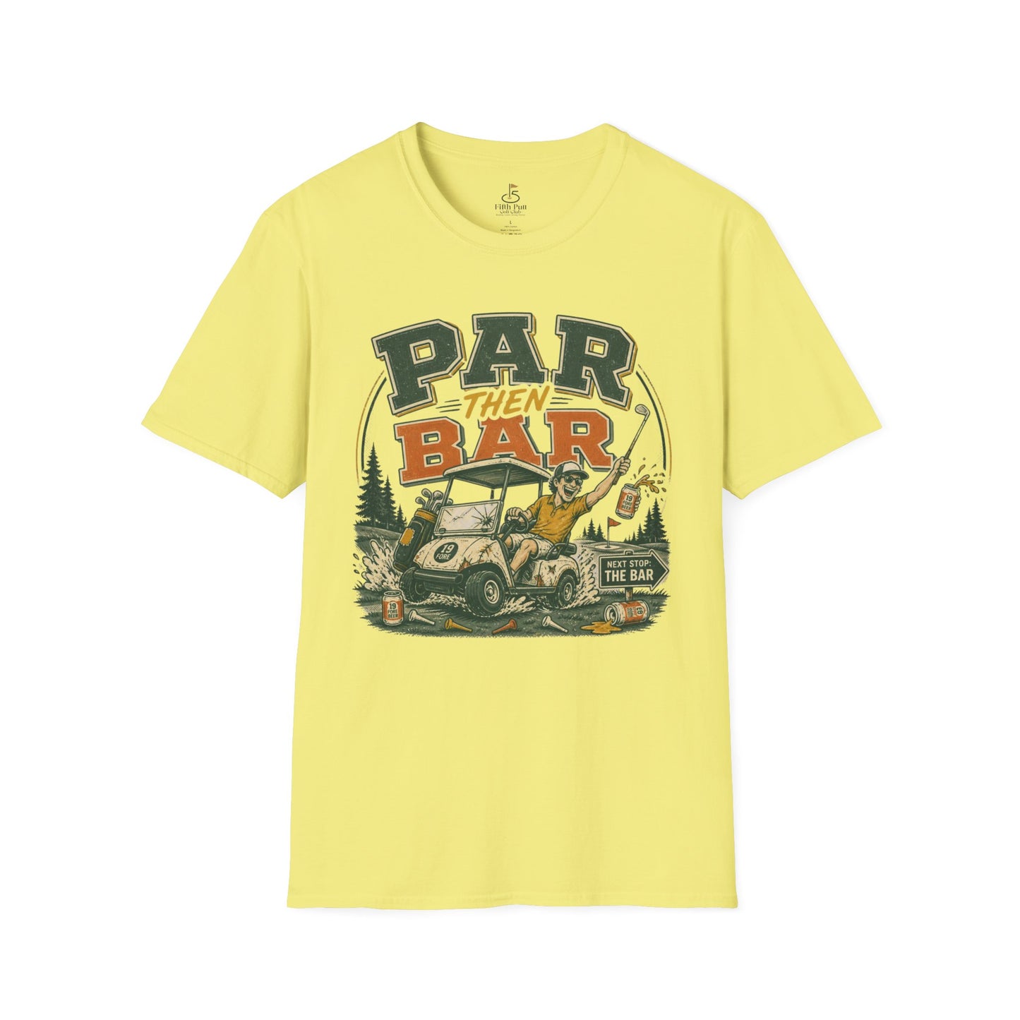 Par Then Bar Golf Graphic T-Shirt — Vintage Golf Cart Design for Golfers