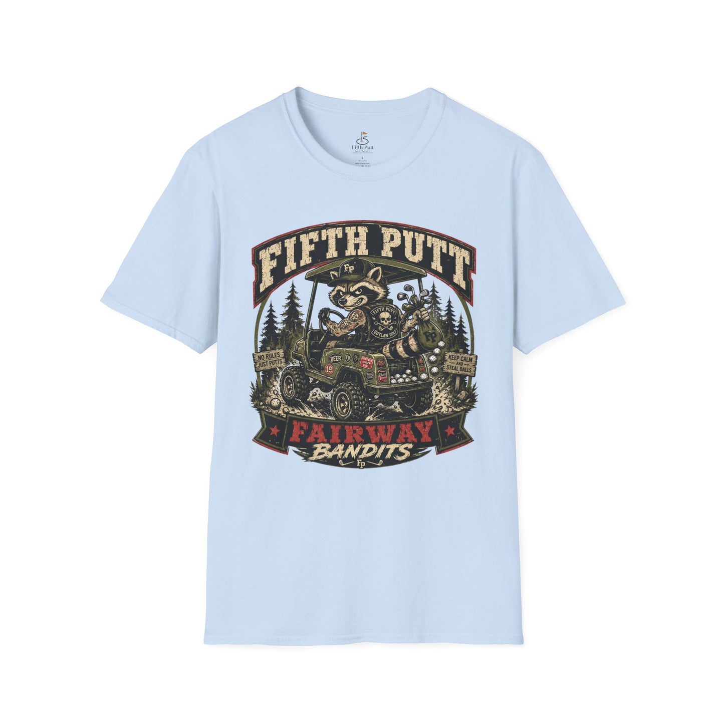 Fifth Putt Fairway Bandits Golf T-Shirt — Vintage Golf Cart Mascot Tee