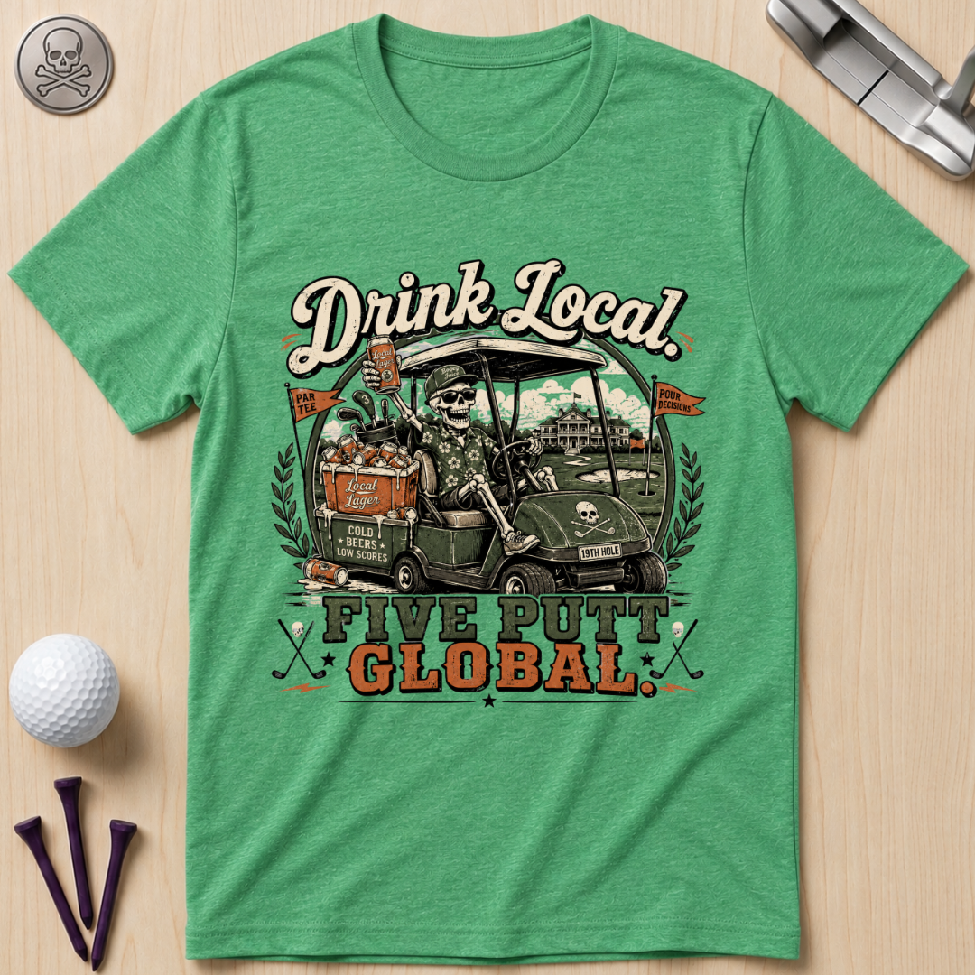 Drink Local Five Putt Global Golf T-Shirt
