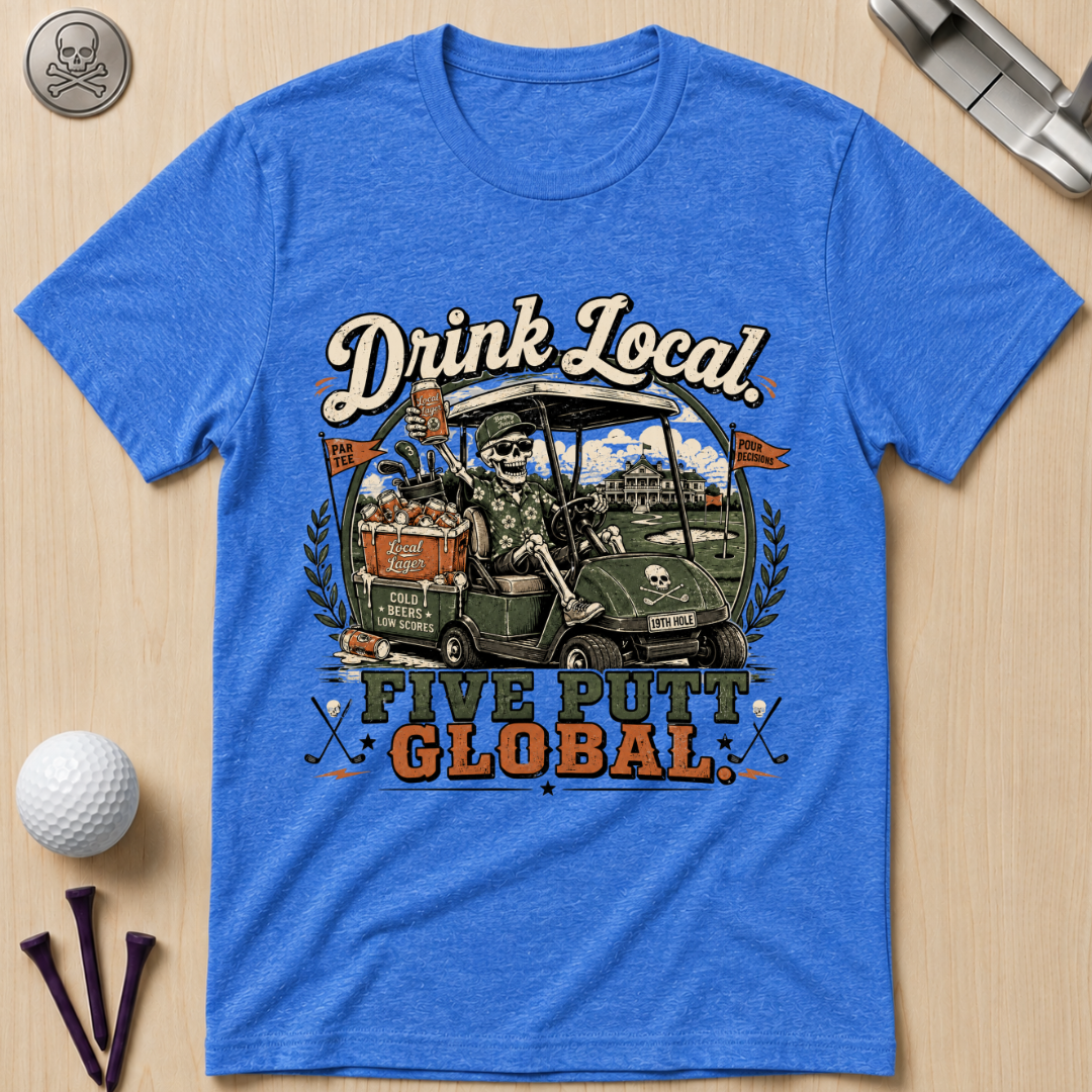 Drink Local Five Putt Global Golf T-Shirt