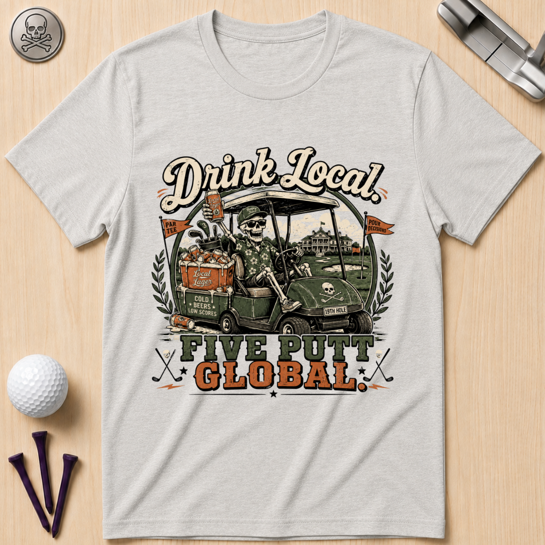 Drink Local Five Putt Global Golf T-Shirt