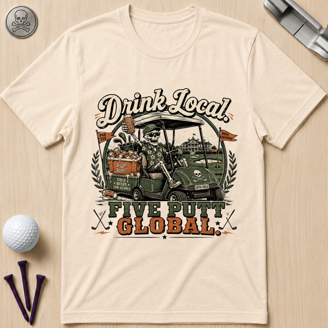 Drink Local Five Putt Global Golf T-Shirt