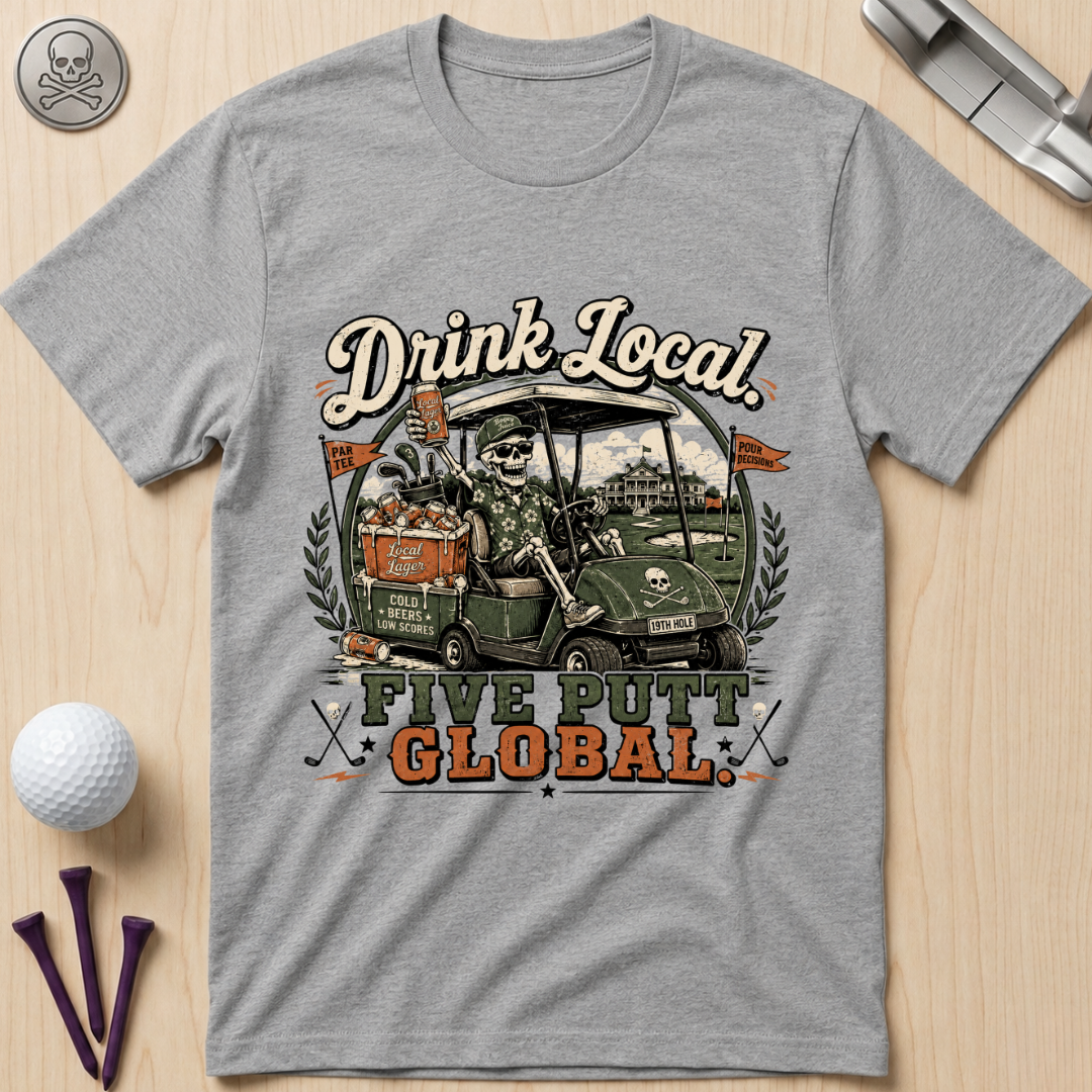 Drink Local Five Putt Global Golf T-Shirt