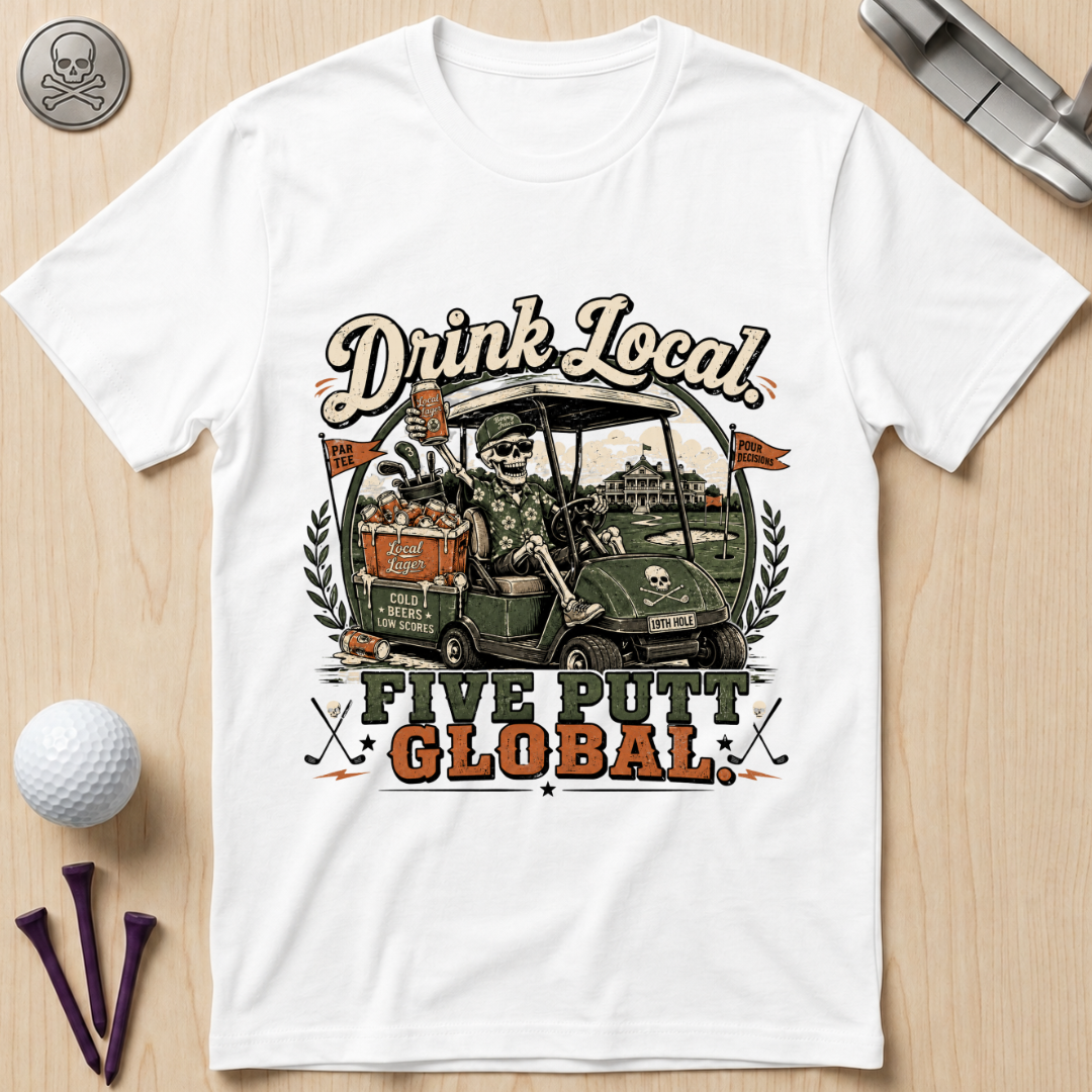 Drink Local Five Putt Global Golf T-Shirt