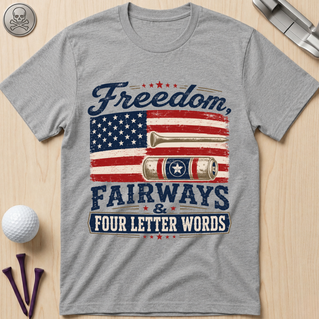 Freedom, Fairways & Four Letter Words Golf T-Shirt