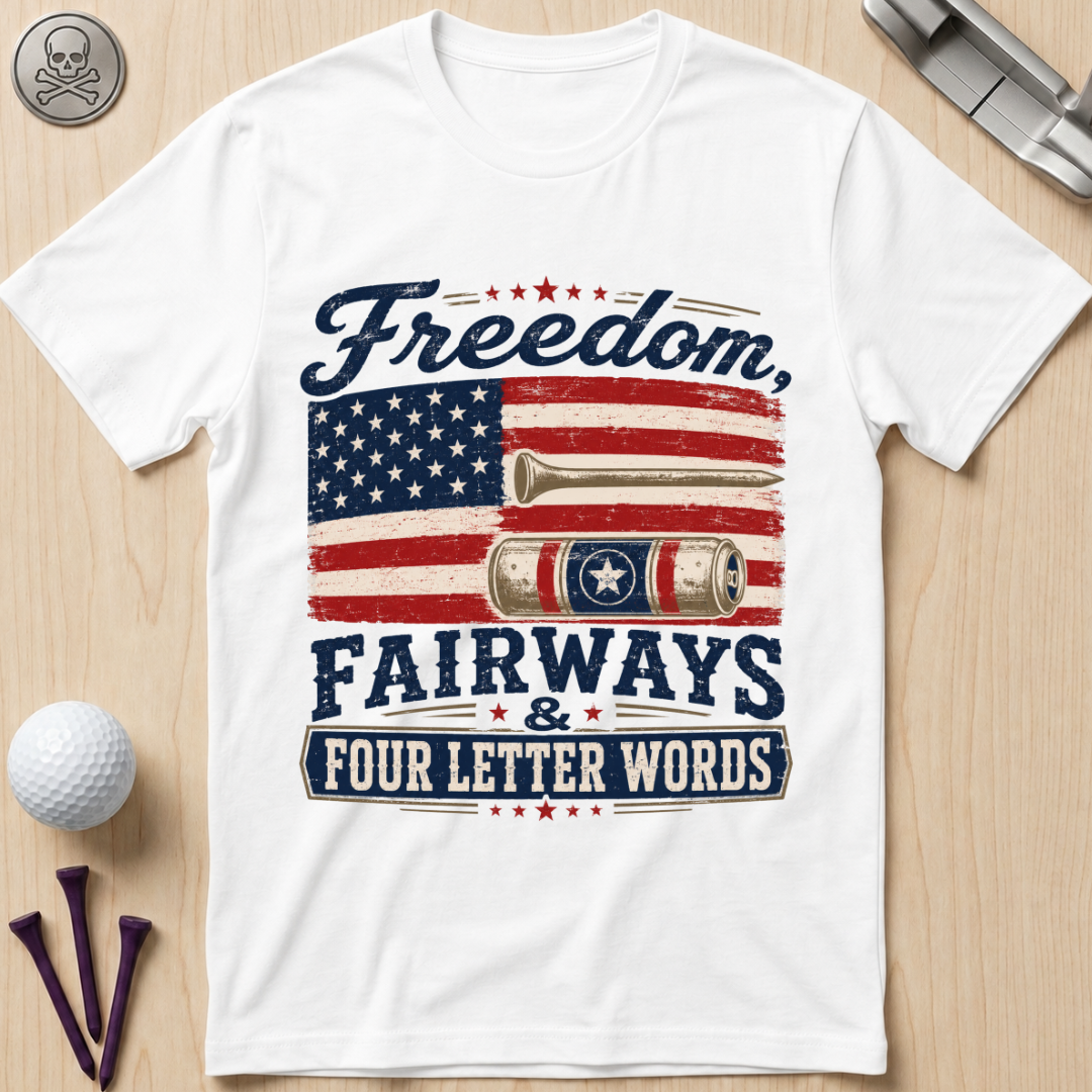 Freedom, Fairways & Four Letter Words Golf T-Shirt